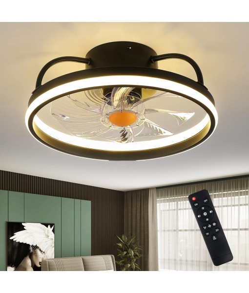 Flush-mount ceiling fans with lights and remote control