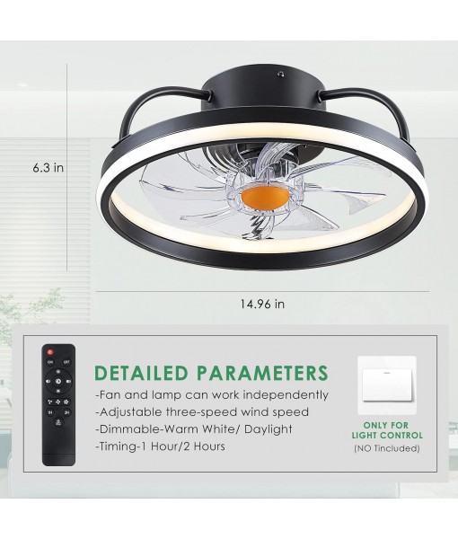Flush-mount ceiling fans with lights and remote control