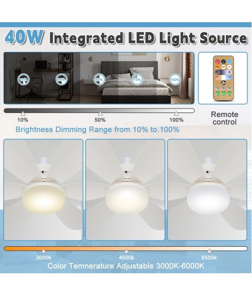 52cm Silent Ceiling Fan with Light and Remote Control