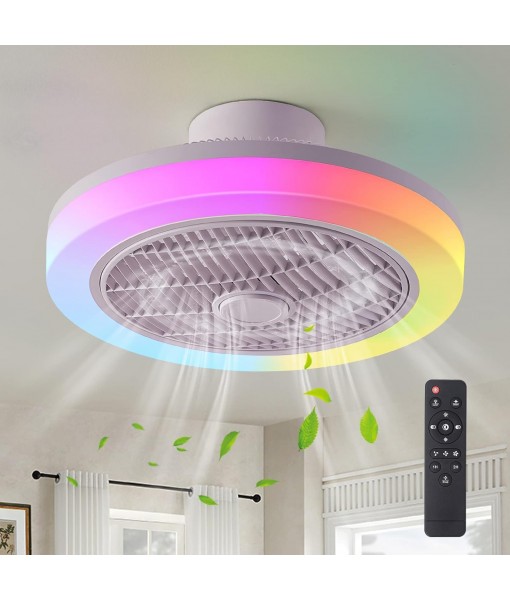Ceiling Fan with Light, RGB Colors Bladeless Ceiling Fan