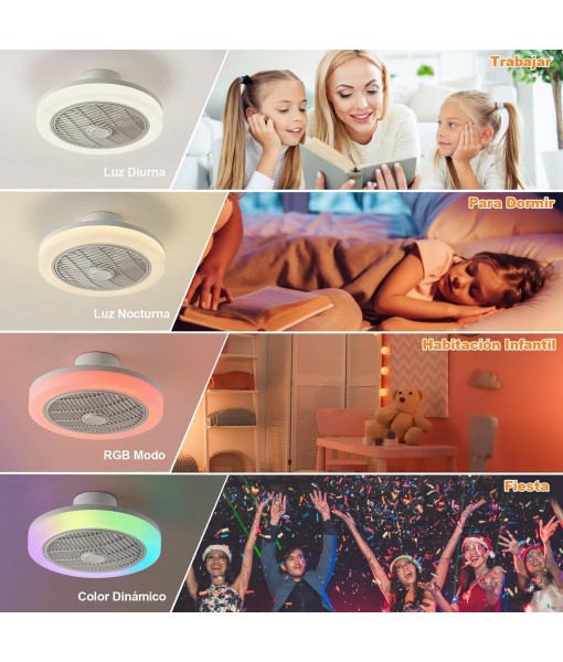 Ceiling Fan with Light, RGB Colors Bladeless Ceiling Fan