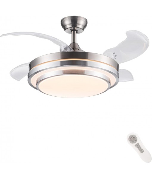 Ceiling Fan with Dimmable Light, 36W Invisible LED Lamp