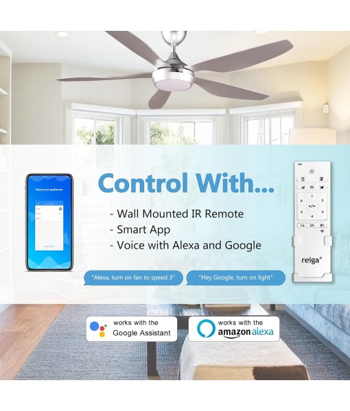 137CM Silver DC Motor Modern Smart Ceiling Fan