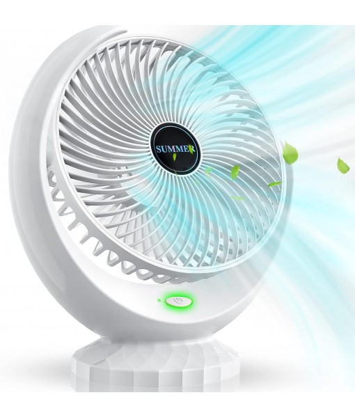 Rechargeable, quiet, 3-speed rotating table fan
