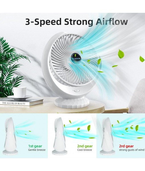 Rechargeable, quiet, 3-speed rotating table fan