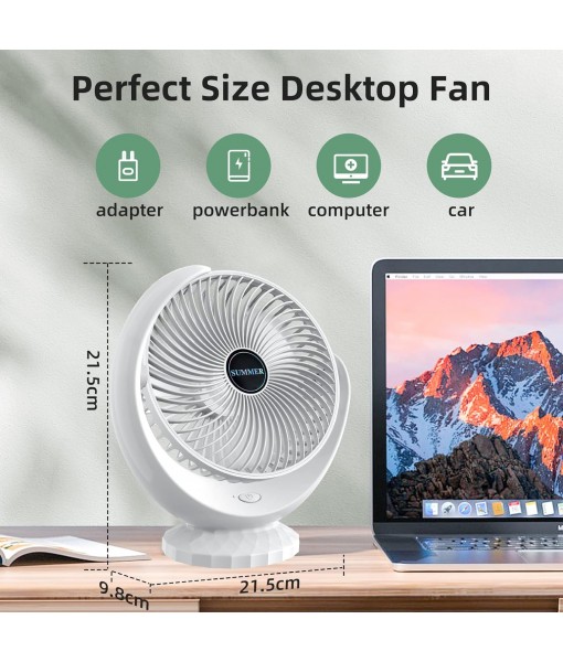 Rechargeable, quiet, 3-speed rotating table fan