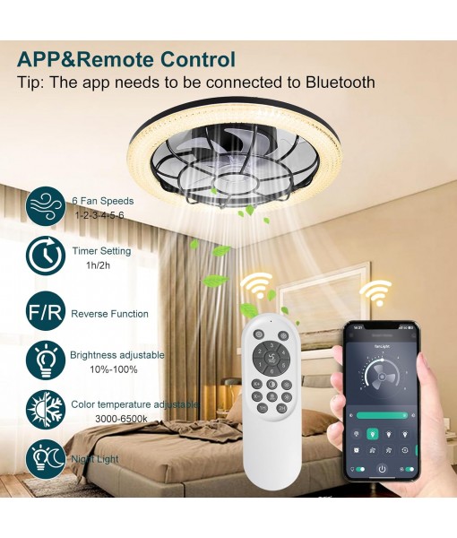 50W Ceiling Fan with Light Silent Dimmable 3 Colors