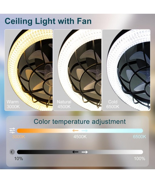50W Ceiling Fan with Light Silent Dimmable 3 Colors