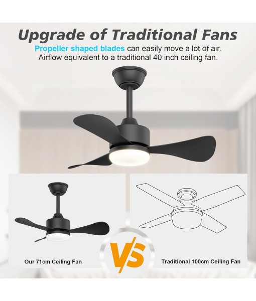 71cm Silent Ceiling Fan with Light, Small Fan Lamp