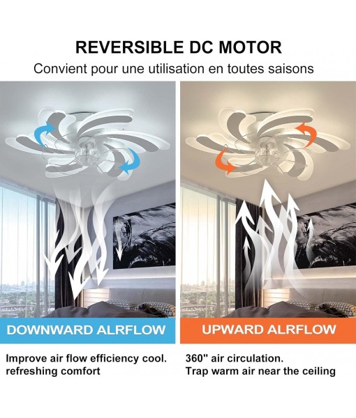 LED 50W Ceiling Fan with Lighting, 6 Speeds, White 65CM