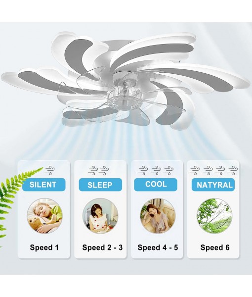 LED 50W Ceiling Fan with Lighting, 6 Speeds, White 65CM
