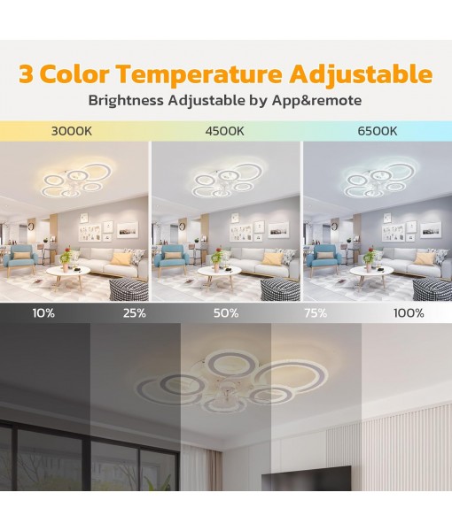 Ceiling Fan with Light and Remote Control, Crystal Ring Lamp