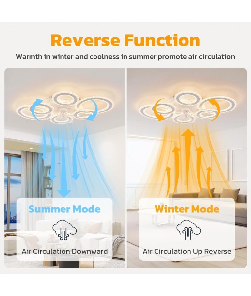 Ceiling Fan with Light and Remote Control, Crystal Ring Lamp