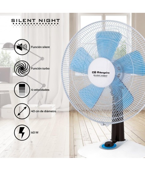 Silent Night desktop fan, 4 speeds, turbo function