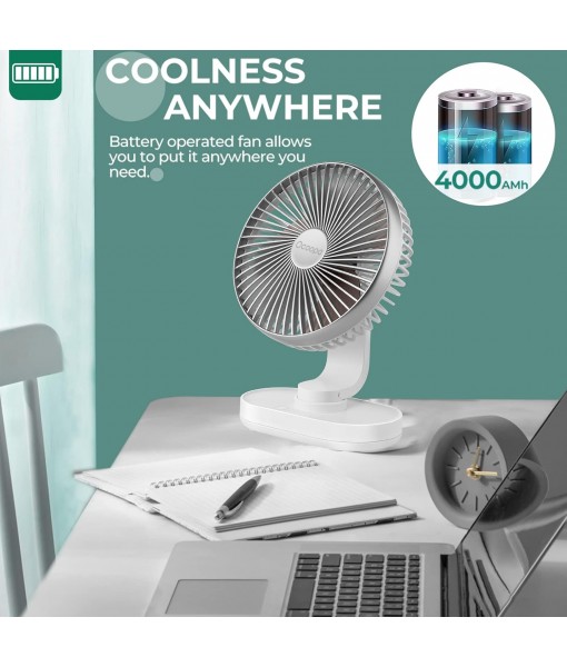 USB Silent Fan, 16cm Oscillating Desk Fan