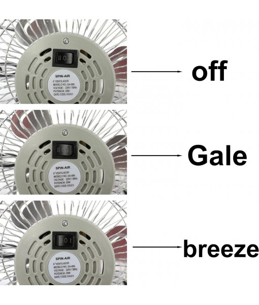 6" 15cm Table and Floor Fan for Computer Desk