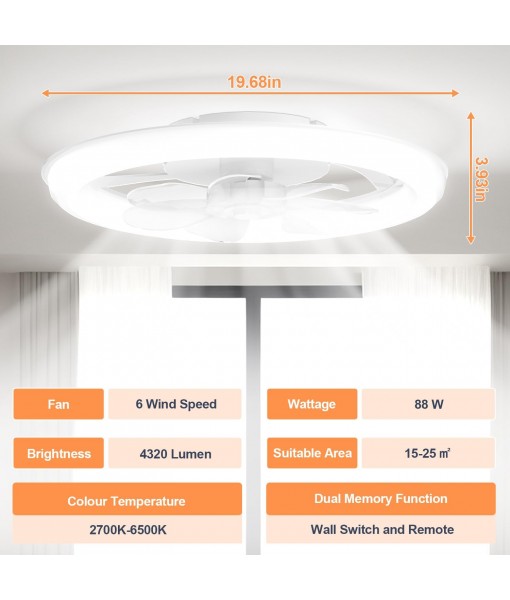 Ceiling Fan with Light, 88W LED Silent Ceiling Fan