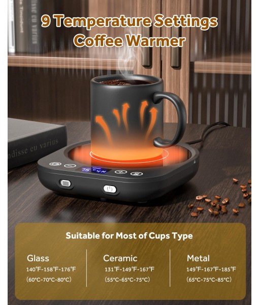 Cup Warmer with 9 Temperature Settings, 36W Coffee Warmer