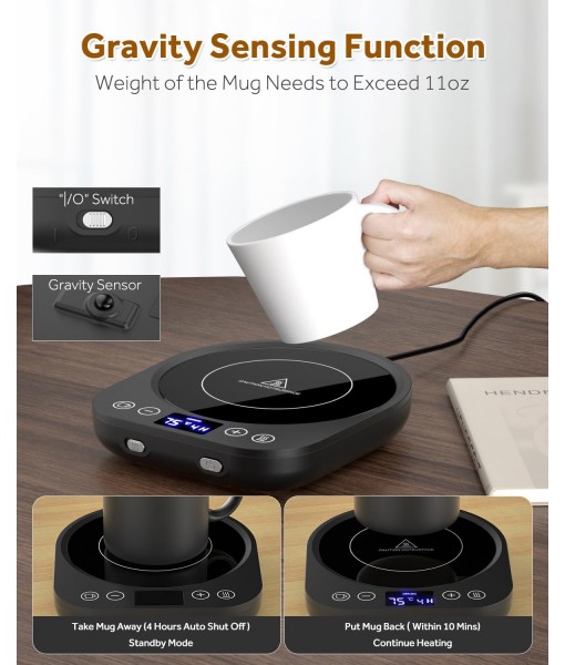 Cup Warmer with 9 Temperature Settings, 36W Coffee Warmer