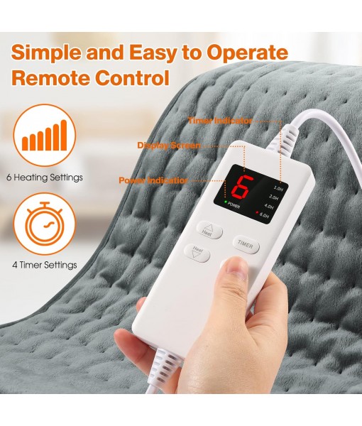 Electric Blanket with 6 Temperature Levels and Automatic Shut-Off