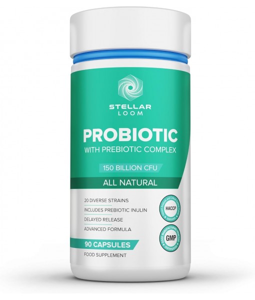 150 Billion CFU Probiotic & Prebiotics Complex for Gut Health - 20 Diverse Gut-Friendly Bacterial Cultures | 90 Vegan & Gluten-Free Capsules - 3 Months Supply