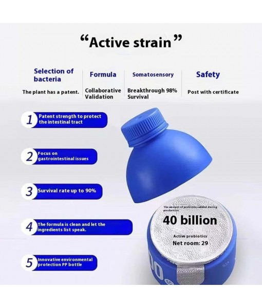 (30bottles) Zooone Probiotics 40 Billion CFU, Little Blue Bottle Probiotics for Women Men Digestive Health