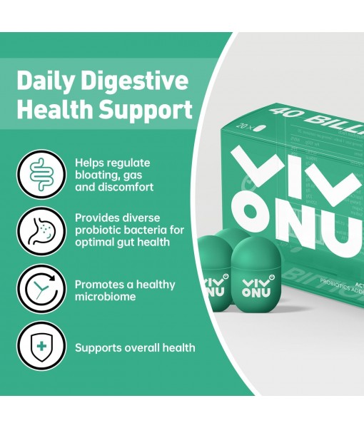 20 Bottles*0.7oz Probiotics 40 Billion CFU, Little Green Bottle Probiotics, Probiotics for Digestive Health (20 Count/1 Box)