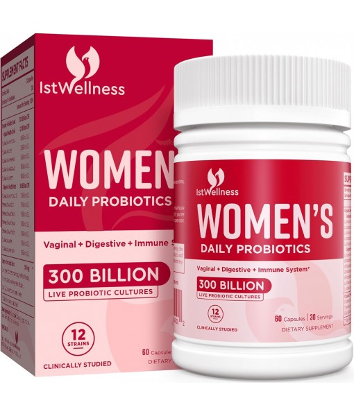 300 Billion CFU Probiotic, 12 Strains Probiotics with Prebiotics Cranberry, Selected Women’s Probiotic for Women’s Digestive Urinary Health & Gut Vaginal, 60 Capsules