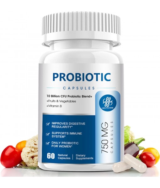 10 Billion Probiotics CFU for Women and Men, 10 Strains Probiotic Supplement with Prebiotic, Vitamin B, Vegetables, Digestive Enzymes, Supports Digestive, Bloating, Vaginal, Immune Health, 60 Capsules