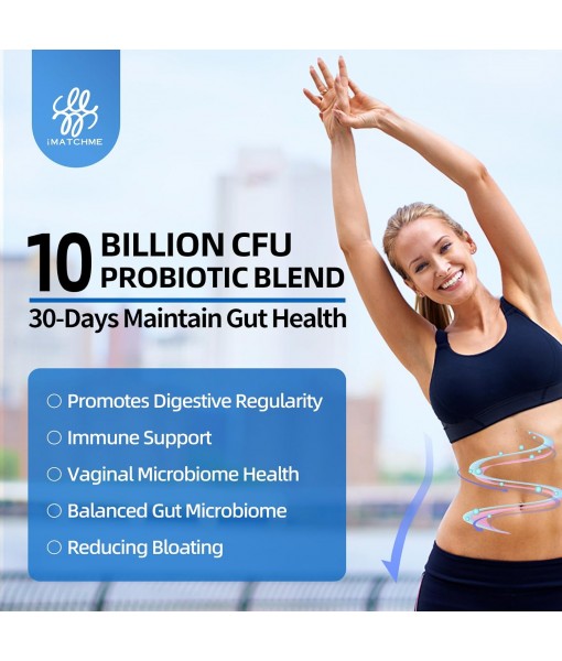 10 Billion Probiotics CFU for Women and Men, 10 Strains Probiotic Supplement with Prebiotic, Vitamin B, Vegetables, Digestive Enzymes, Supports Digestive, Bloating, Vaginal, Immune Health, 60 Capsules