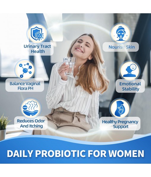 10 Billion Probiotics CFU for Women and Men, 10 Strains Probiotic Supplement with Prebiotic, Vitamin B, Vegetables, Digestive Enzymes, Supports Digestive, Bloating, Vaginal, Immune Health, 60 Capsules
