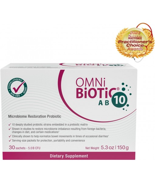 AB 10 - Clinically Tested Restorative Probiotic - Supports & Restores Gut Flora & Digestion - Digestive Probiotic for Diarrhea - Vegan, Hypoallergenic, Non-GMO (30 Daily Packets)