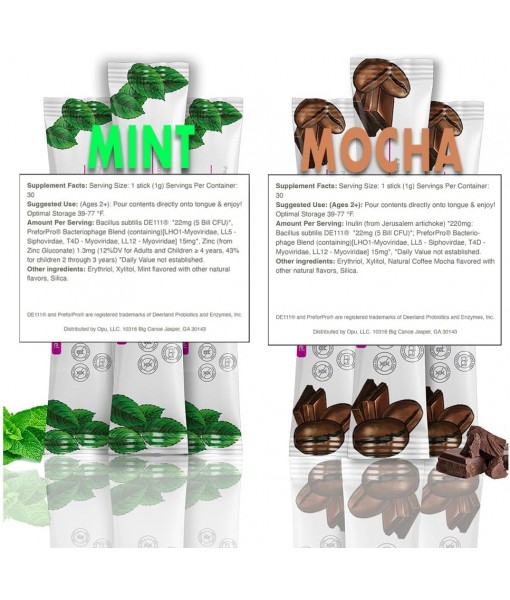 'Opu Probiotics Mocha Instant-Dissolve - One Month Supply - 5 Billion CFU's - Men, Women & Children w/Prebiotics Digestive Immune Weight Support Sugar Free, Gluten Free, Non GMO Opu
