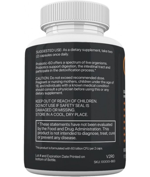 8 Gut Health Extreme Probiotics, Prebiotics, Digestion Support - Biotics 8 Probiotic, 60 Billion CFU, 60 Capsules