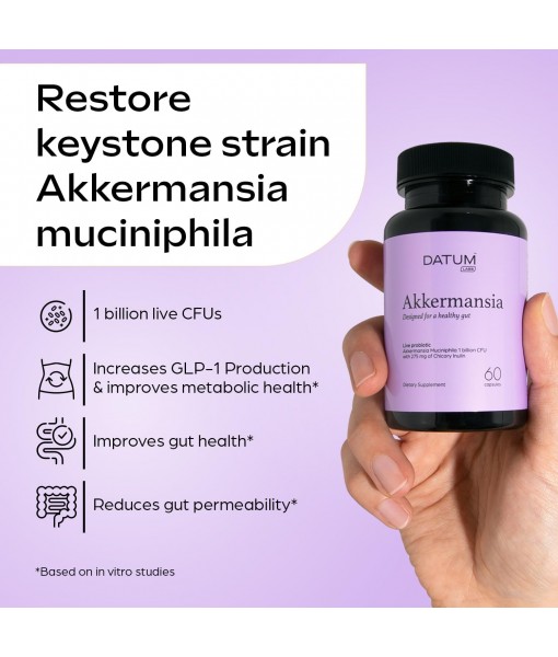 Akkermansia Muciniphila Probiotic + Prebiotic Supplement - Increases GLP-1 Production, Delayed Release, Third-Party Tested, Shelf Stable, 1Bn CFU (60 Acid-Resistant Capsules)
