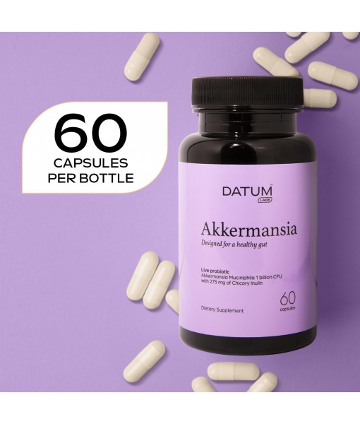 Akkermansia Muciniphila Probiotic + Prebiotic Supplement - Increases GLP-1 Production, Delayed Release, Third-Party Tested, Shelf Stable, 1Bn CFU (60 Acid-Resistant Capsules)