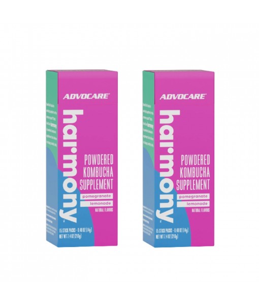 AdvoCare Harmony - Powdered Kombucha Supplement - Pomegranate Lemonade - 15 Stick Packs - O.48 Oz (Pack of 2)