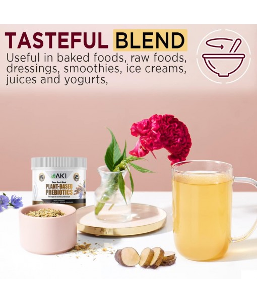 AKI Plant-Based Prebiotic Blend (6 oz / 170 g) Ideal Source of FOS & INULIN | Nourish Intestinal flora & Immunity | Ideal for Protein Shakes, Juice, Smoothies | Keto Friendly, Vegan, Gluten & GMO Free