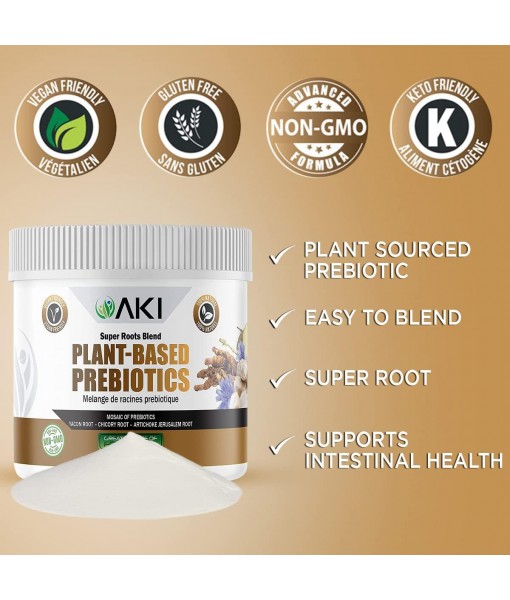 AKI Plant-Based Prebiotic Blend (6 oz / 170 g) Ideal Source of FOS & INULIN | Nourish Intestinal flora & Immunity | Ideal for Protein Shakes, Juice, Smoothies | Keto Friendly, Vegan, Gluten & GMO Free