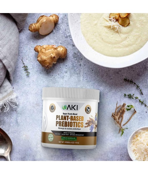 AKI Plant-Based Prebiotic Blend (6 oz / 170 g) Ideal Source of FOS & INULIN | Nourish Intestinal flora & Immunity | Ideal for Protein Shakes, Juice, Smoothies | Keto Friendly, Vegan, Gluten & GMO Free