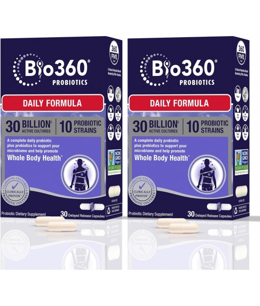 Adult Daily Probiotic Supplement for Women & Men, 30 Billion CFU, 10 Strains, Organic Prebiotic Fibers, Digestive & Immune Health, Occasional Constipation, Diarrhea & Bloating, 30CT (2 Pack)