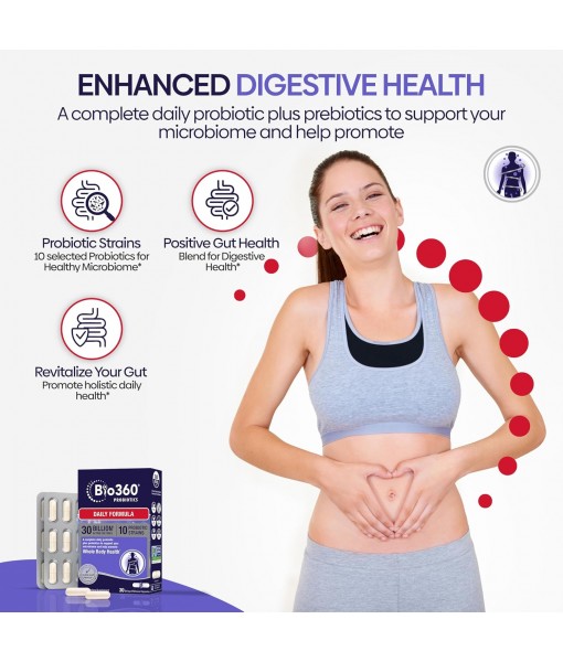 Adult Daily Probiotic Supplement for Women & Men, 30 Billion CFU, 10 Strains, Organic Prebiotic Fibers, Digestive & Immune Health, Occasional Constipation, Diarrhea & Bloating, 30CT (2 Pack)