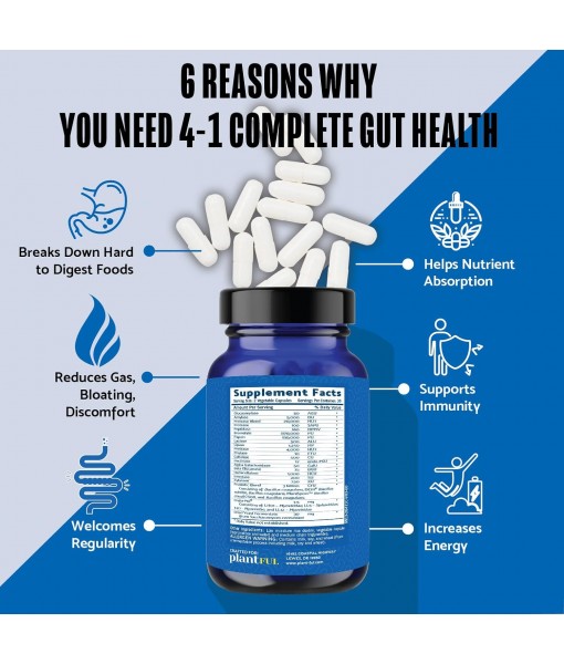 4-in-1 Pre Post Probiotics & Digestive Enzymes - Complete Gut Health & Digestive Support for Women & Men - Prebiotic Probiotic & Postbiotic Gas & Bloating Relief – 60 Non GMO Capsules
