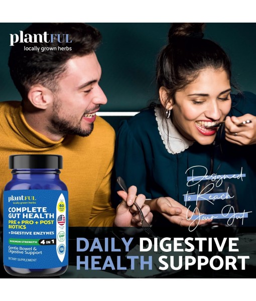 4-in-1 Pre Post Probiotics & Digestive Enzymes - Complete Gut Health & Digestive Support for Women & Men - Prebiotic Probiotic & Postbiotic Gas & Bloating Relief – 60 Non GMO Capsules