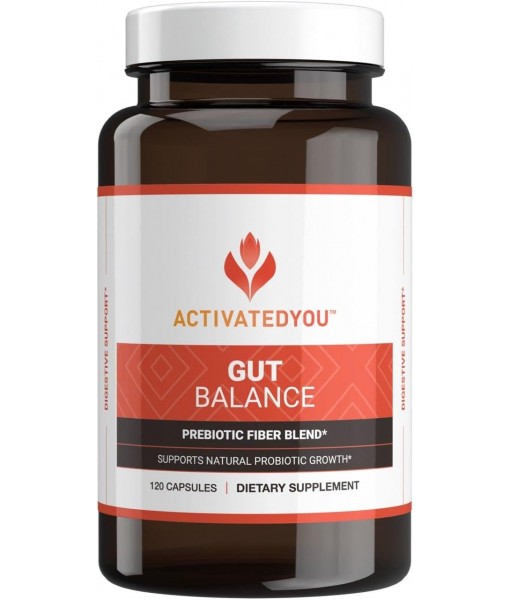 ACTIVATEDYOU Gut Balance Prebiotic Fiber Blend- Helps Regulate & Support Digestive Health & Promote Sustained Energy, Men and Women’s Prebiotics for Gut Health - (120 Capsules)
