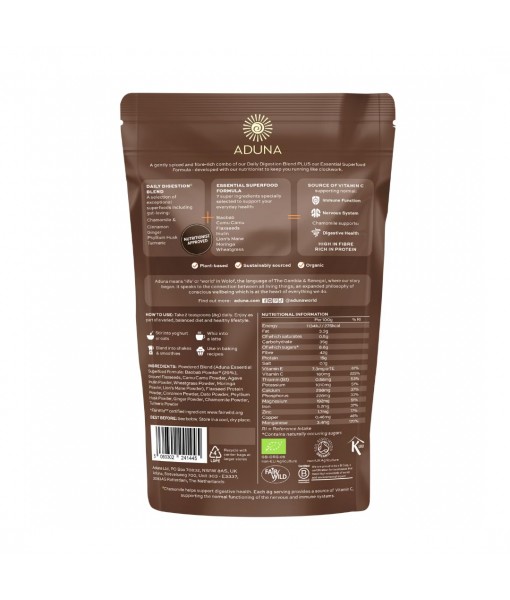 Aduna Advanced Superfood Digestion Blend | 100% Organic Powder for Smoothies/Juices & Yoghurt | 250g Resealable and Recyclable Pack