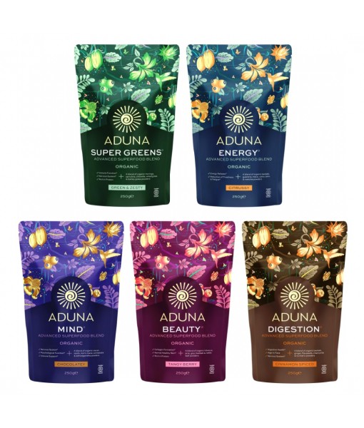 Aduna Advanced Superfood Digestion Blend | 100% Organic Powder for Smoothies/Juices & Yoghurt | 250g Resealable and Recyclable Pack