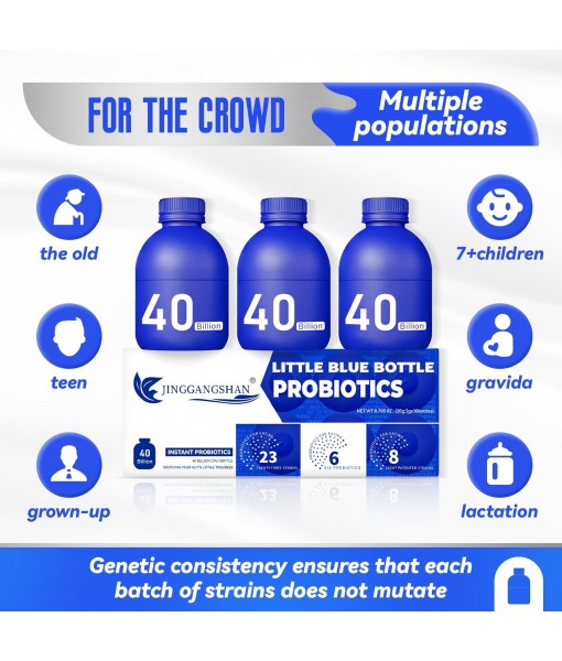 30bottles*0.7oz Probiotics - Little Blue Bottle Probiotics, 40 Billion CFU Probiotics for Women Men for Digestive Health