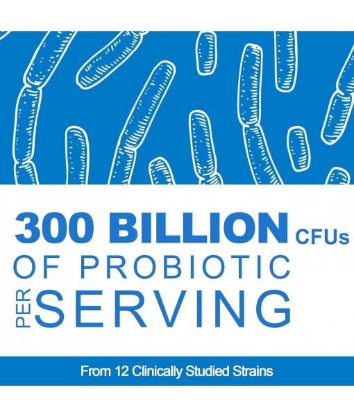 300 Billion CFU Probiotic, Probiotics for Women Men, 12 Probiotics Strains + 3 Prebiotics, Daily Probiotic Supplement, Probiotics for digestive health, Immune, Gut & Bloating, Shelf Stable, 120 Counts