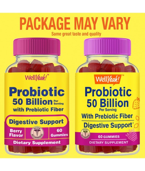 50 Billion Probiotics + Prebiotics for Men and Women Gummies - Digestive Support, Gut Health, Immune Support Gummy - Probiotics for Digestive Health with 12 Strains - 60 Gummies